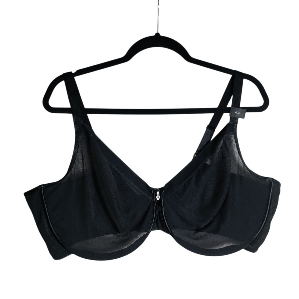 Curvy Couture Sheer Mesh Full Coverage Underwire Bra Black 42I Style 1311